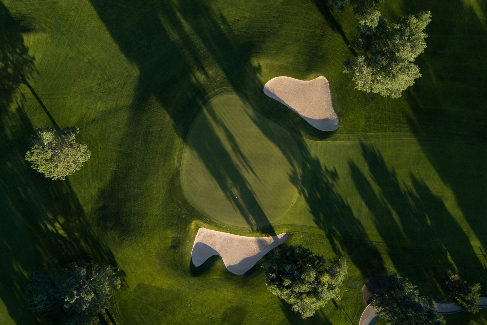 Course at golden hour, from above